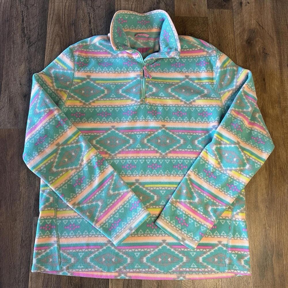 CHUBBIES Green Southwest Aztec Fleece 1/4 Zip Pullover Men’s Medium Pastel